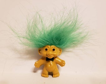 Vintage Russ Troll Doll Pencil Topper Green Hair Trolls 1.5" Irish St Patricks Day