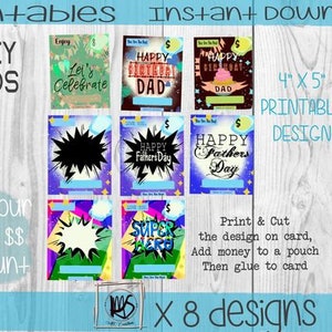 Cartes d'argent, Cadeaux, Anniversaire, Papa, Fête des pères, Imprimable, Télécharger, stationnaire, PNG, Sublimation, Imprimer et découper, Porte-carte cadeau
