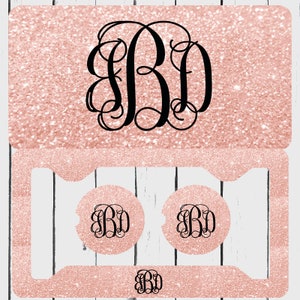 Rose GOLD GLITTER(NOT actual glitter) License Plate-Monogram Car Tag Front License Plate Personalized, Vine Font