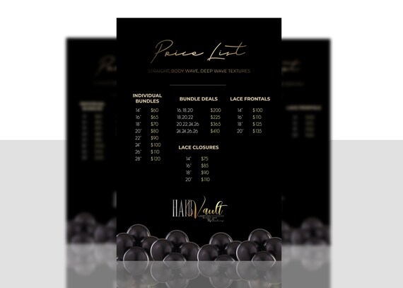 Extensions Price List Hair Bundles Flyer Hair Price List Etsy