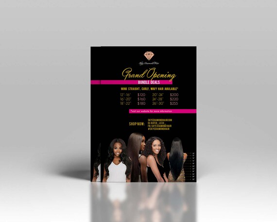 Hair Bundles Flyer Hair Flyer Hair Weave Flyer Salon Flyer Etsy