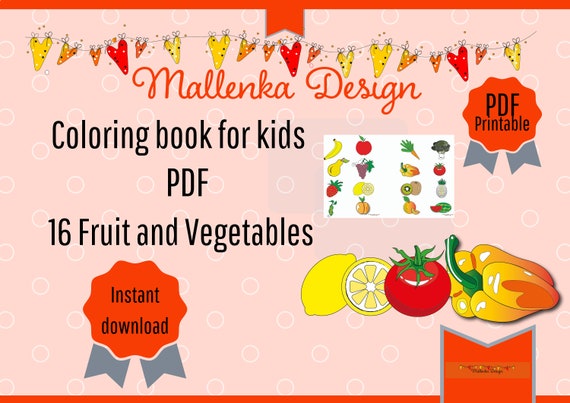 Download Coloring Pages For Kids Fruits Coloring Book For Kids Pdf Etsy