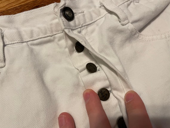 80s white booty shorts distressed LA Gear denim b… - image 2