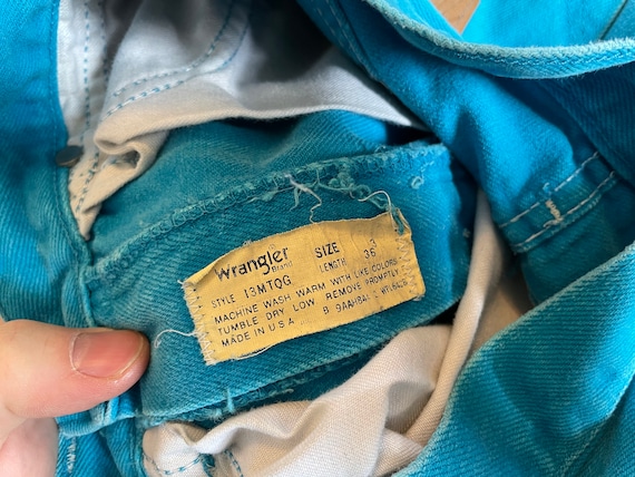 unique blue 70s/80s Wrangler brand jeans denim pa… - image 5