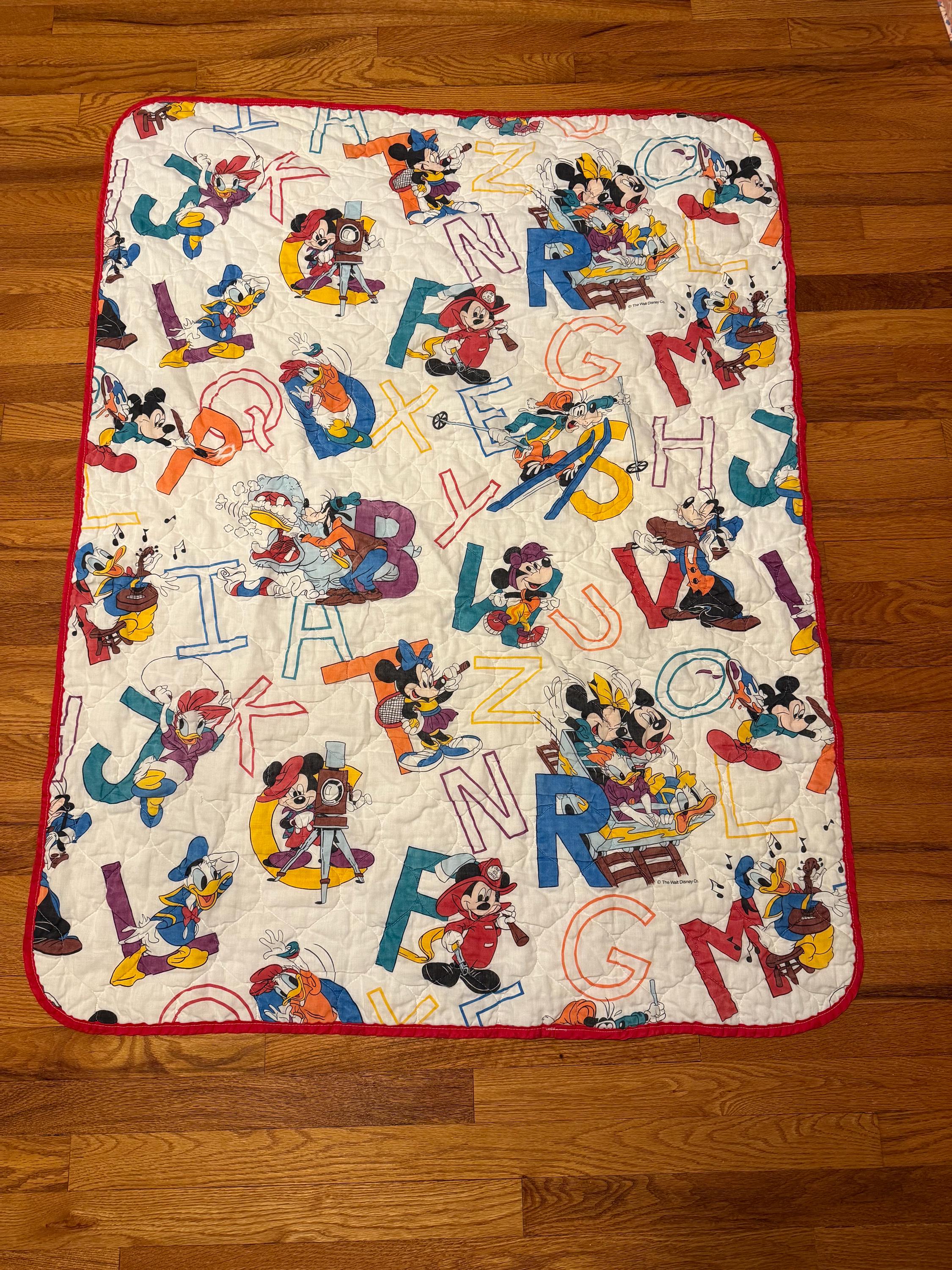 Vintage 80s Disney Baby Blanket, Mickey Mouse ABC Comforter - Etsy
