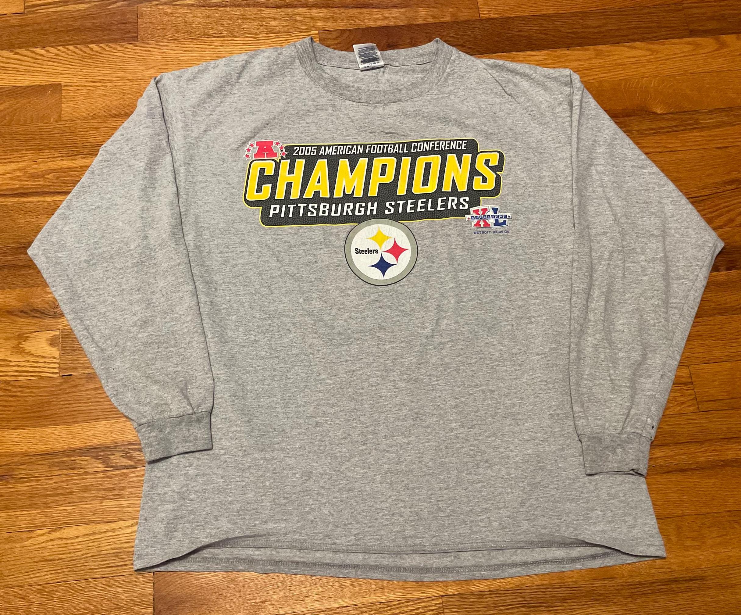 Y2K Pittsburgh Steelers vintage t-shirt rare long sleeve grey nfl football  AFC champions XL