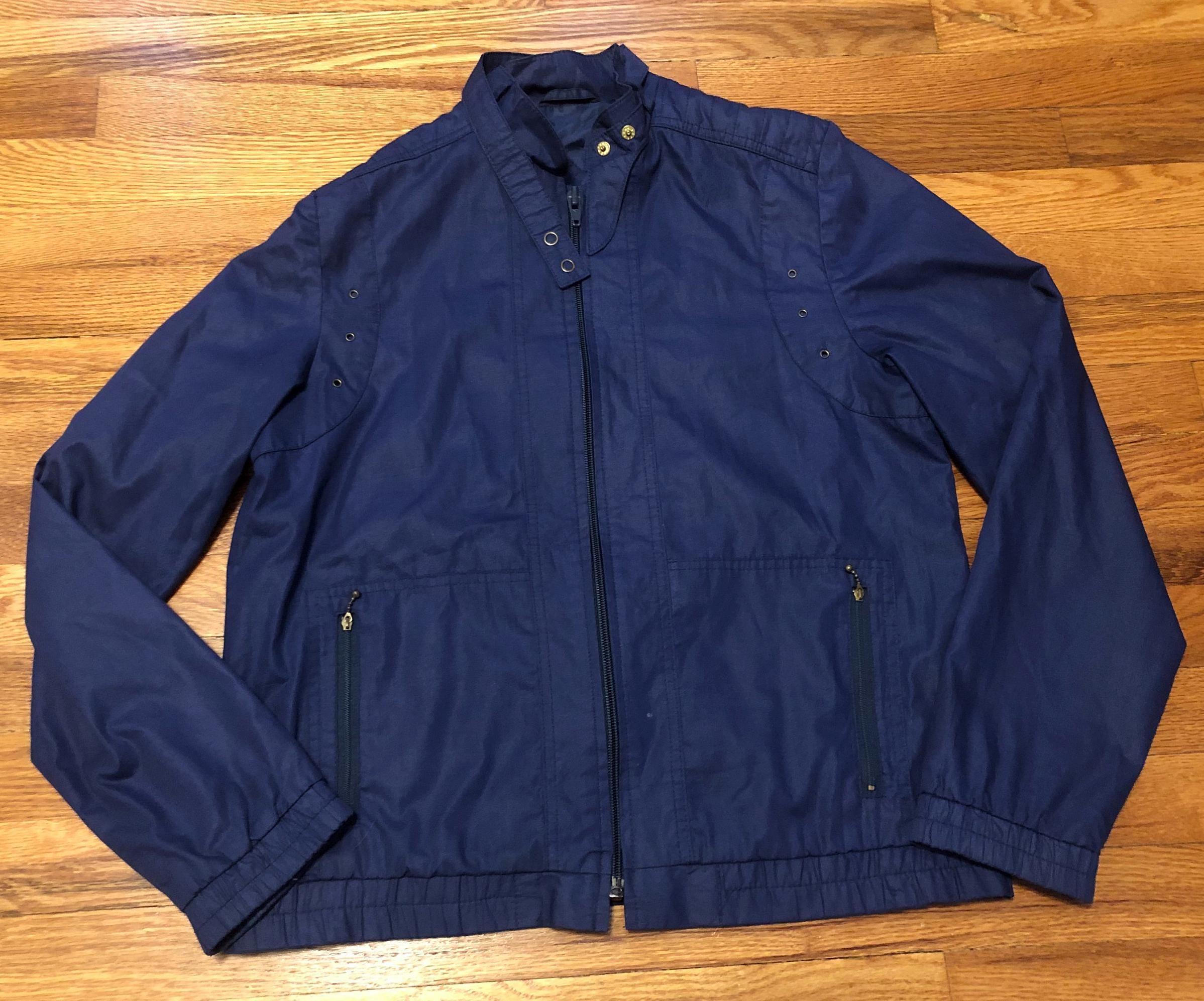 Vintage Navy Windbreaker Jacket - 70s Bomber Style, Size 12 - Etsy