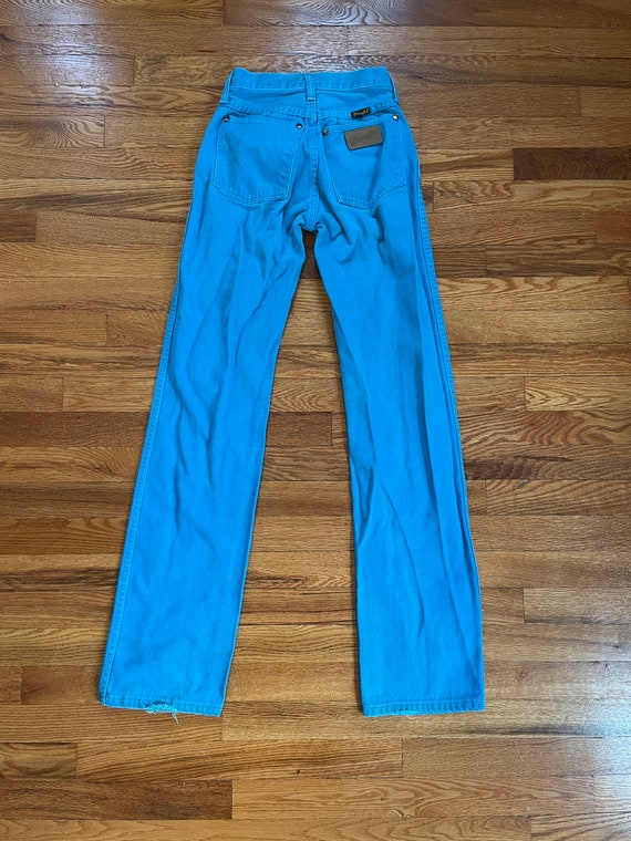 unique blue 70s/80s Wrangler brand jeans denim pa… - image 8