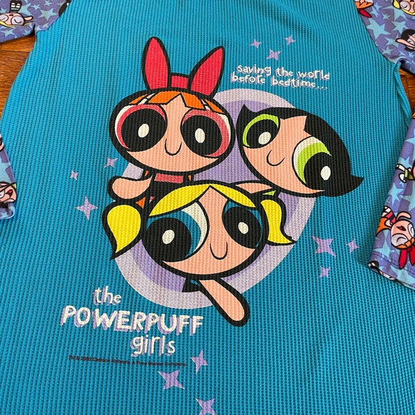 incredible 90s/2000 The Powerpuff Girls vintage t-shirt rare all over print pajama top youth large adult small Cartoon Network cute dexter