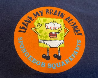 2002 SpongeBob SquarePants vintage ringer t-shirt rare laisser mon cerveau seul 90s 00s grand Y2K Nickelodeon