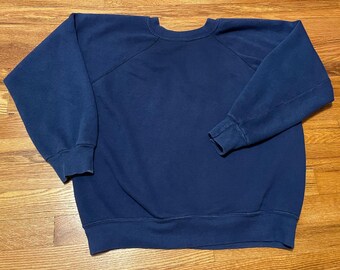 70s faded navy blue crewneck sweatshirt antique minimalist grunge emo hipster retro shirt sweater 60s worn to perfection distressed small