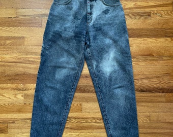 Incroyable jean ample en denim noir délavé à la pierre Lee pour femmes 29 x 31 rare vintage grunge punk