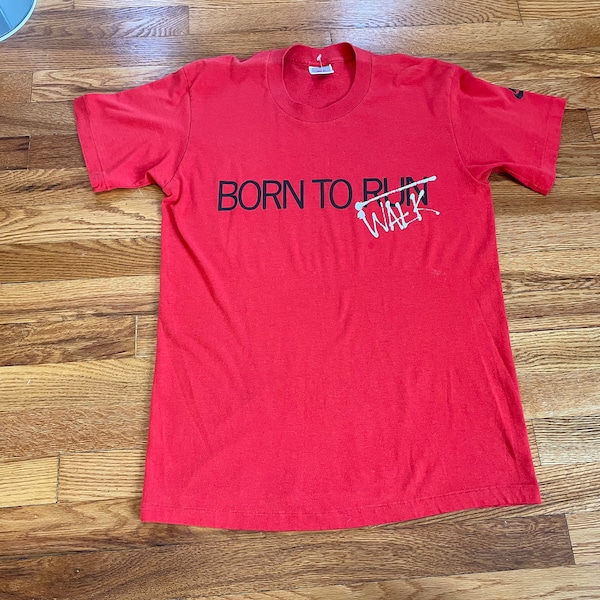 80s Nike brand “Born to Walk Run” vintage t-shirt rare sneakers shoes single stitch running michael Jordan pinwheel hipster logo 90s 70s