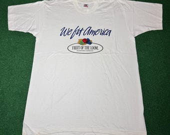 Vintage Fruit of the Loom T-shirt uit de jaren 90, promotioneel blanco collectorsitem, zeer zeldzaam (maat L)
