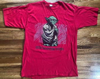 Vintage 80s Star Wars Yoda T-shirt, Single Stitch XL