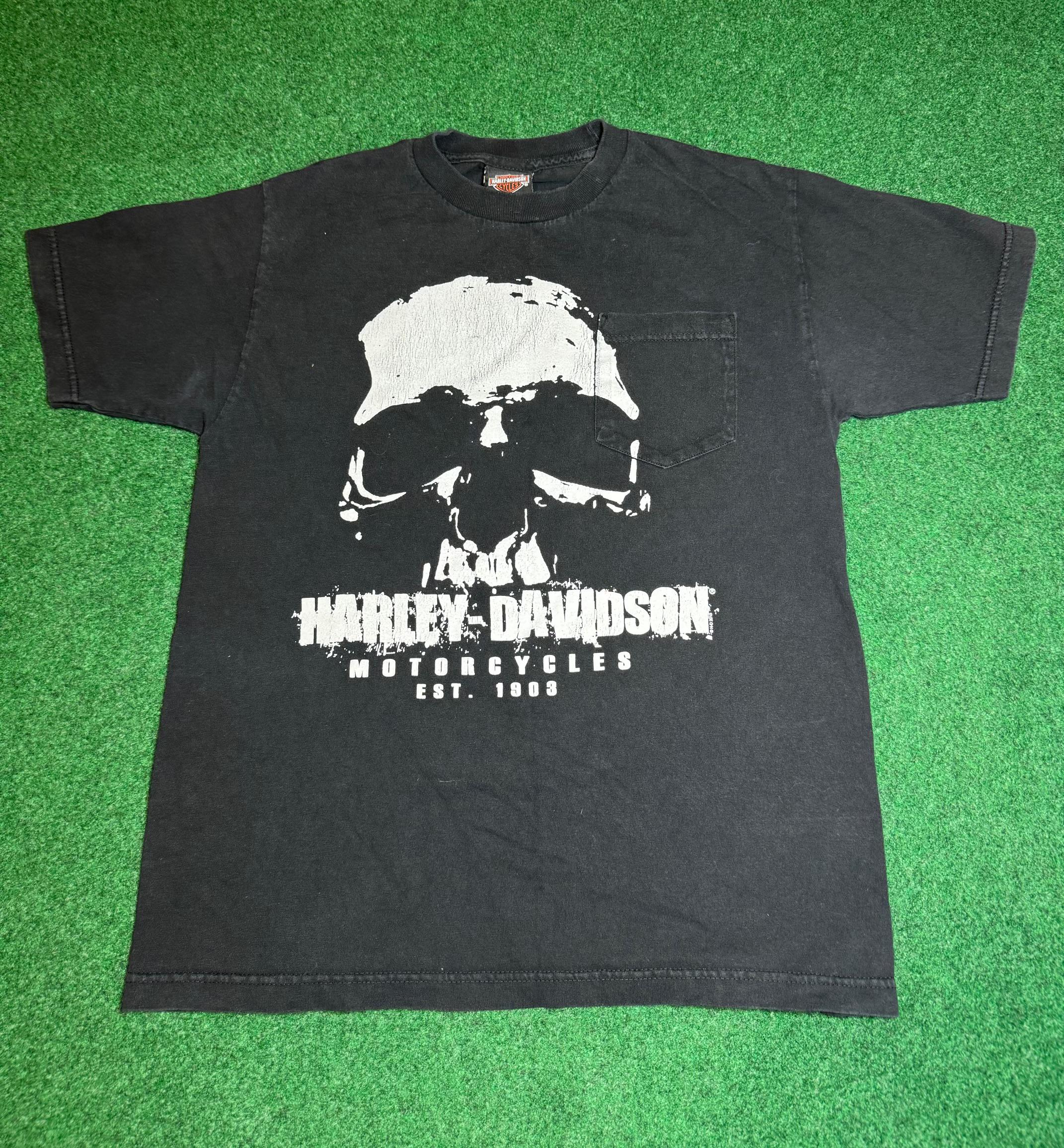 Y2K Harley Davidson Call of Duty Skull Pocket T-shirt Rare Vintage
