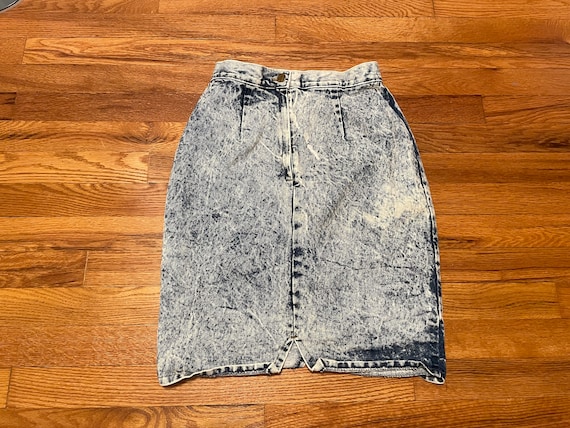 80s stone wash denim skirt acid wash jean punk ro… - image 1