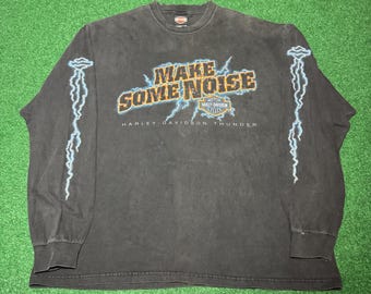 WAANZINNIG jaren 90 Harley Davidson Lightning Sleeves T-shirt, lange mouwen biker T-shirt (XL)