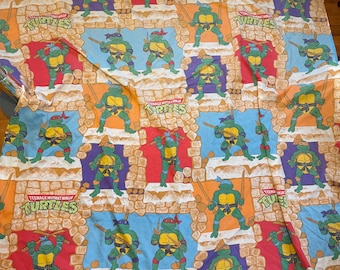 Vintage 80er Teenage Mutant Ninja Turtles Bettlaken, 1988er Stoff TMNT (Twin)