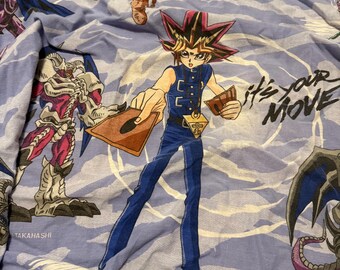 1996 90s Yugioh Fitted Sheets Rare Vintage Bedding Fabric Anime Yu