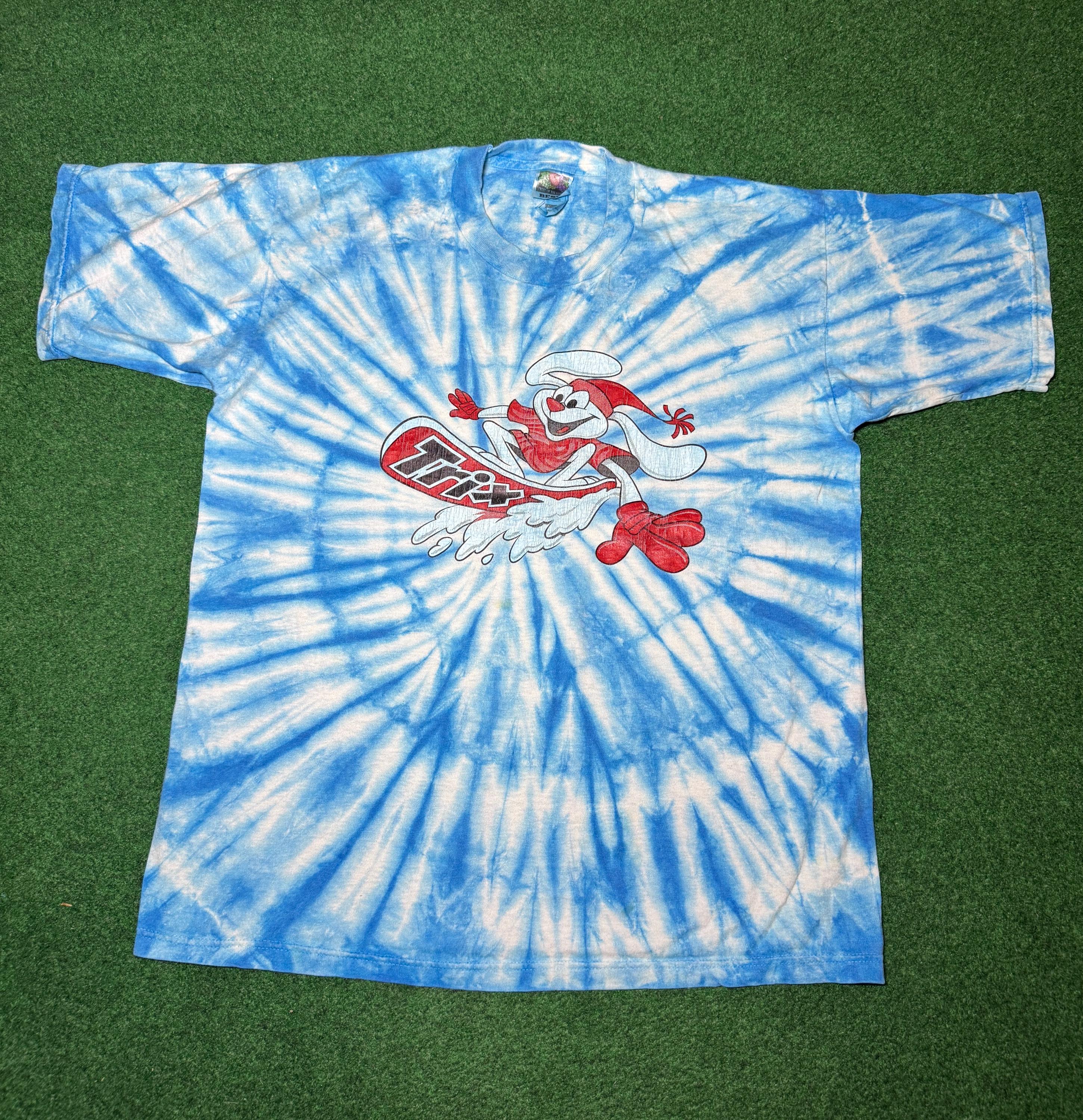 Crazy 90s Trix Cereal Snowboarding T-shirt Rare Large Tie Dye