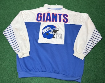 Vintage 80s New York Giants Collared Sweatshirt, Unique Football Crewneck (XL)