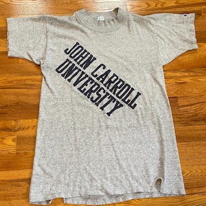 T-shirt John Carroll University Champion des années 70/80 rare gris college team ncaa Cleveland Ohio marrons