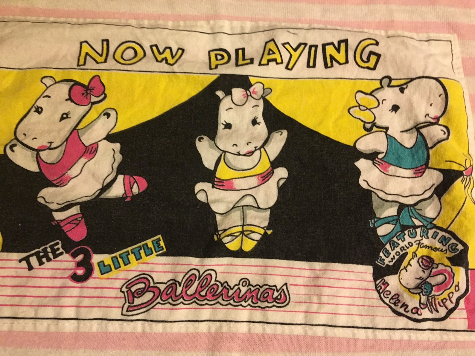 80s the 3 little ballerinas featuring helena hippo vintage t-shirt rare striped cute pink kids children ballet shoes book fun fu 80s the 3 little ballerinas featuring helena hippo vintage t-shirt rare striped cute pink kids children ballet shoes book fun fu
