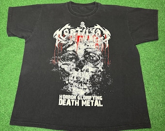 Camiseta vintage de funeraria de los 90, banda de death metal que glorifica el terror (talla grande)