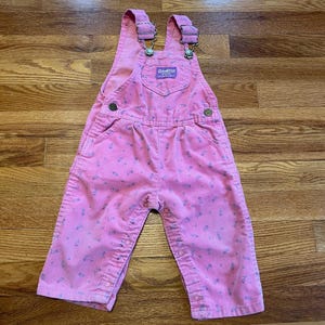 incredible 90s OshKosh B’Gosh pink floral overalls romper cute 18 months vestbak corduroy style one piece baby kids