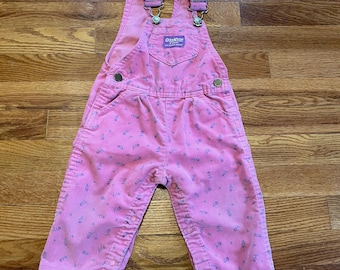incredible 90s OshKosh B’Gosh pink floral overalls romper cute 18 months vestbak corduroy style one piece baby kids