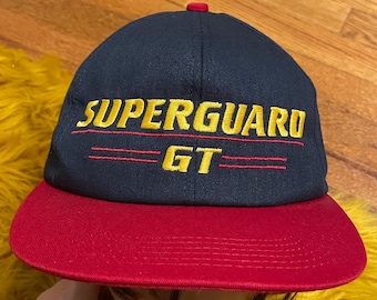 Superguard GT-pet uit de jaren 90, blauwe en rode NASCAR-snapback