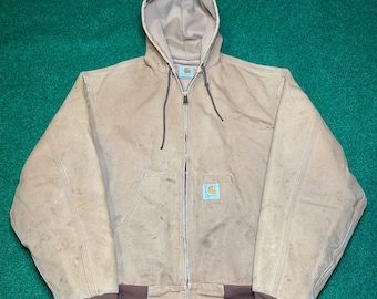 ICONIC 90s Carhartt zip up Coat Jacket Hooded XL workman carpenter hypebeast