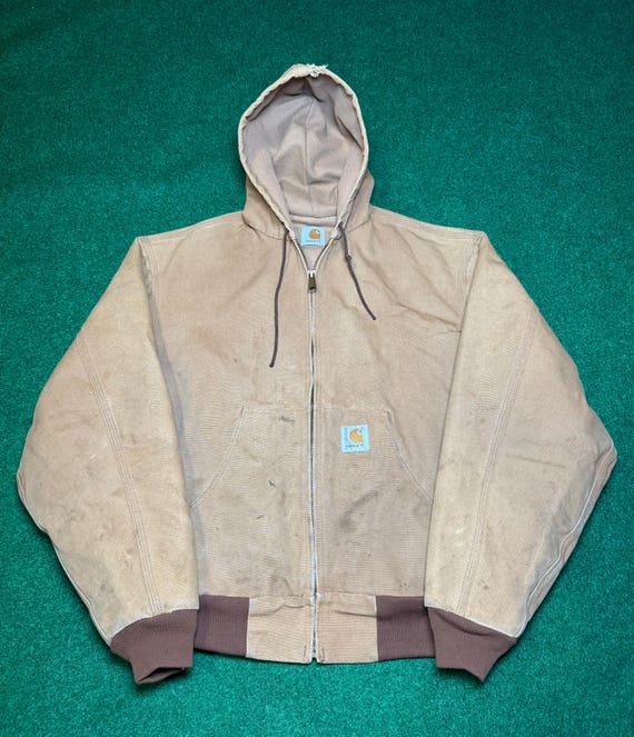 ICONIC 90s Carhartt Zip up Coat Jacket Hooded XL Workman Carpenter