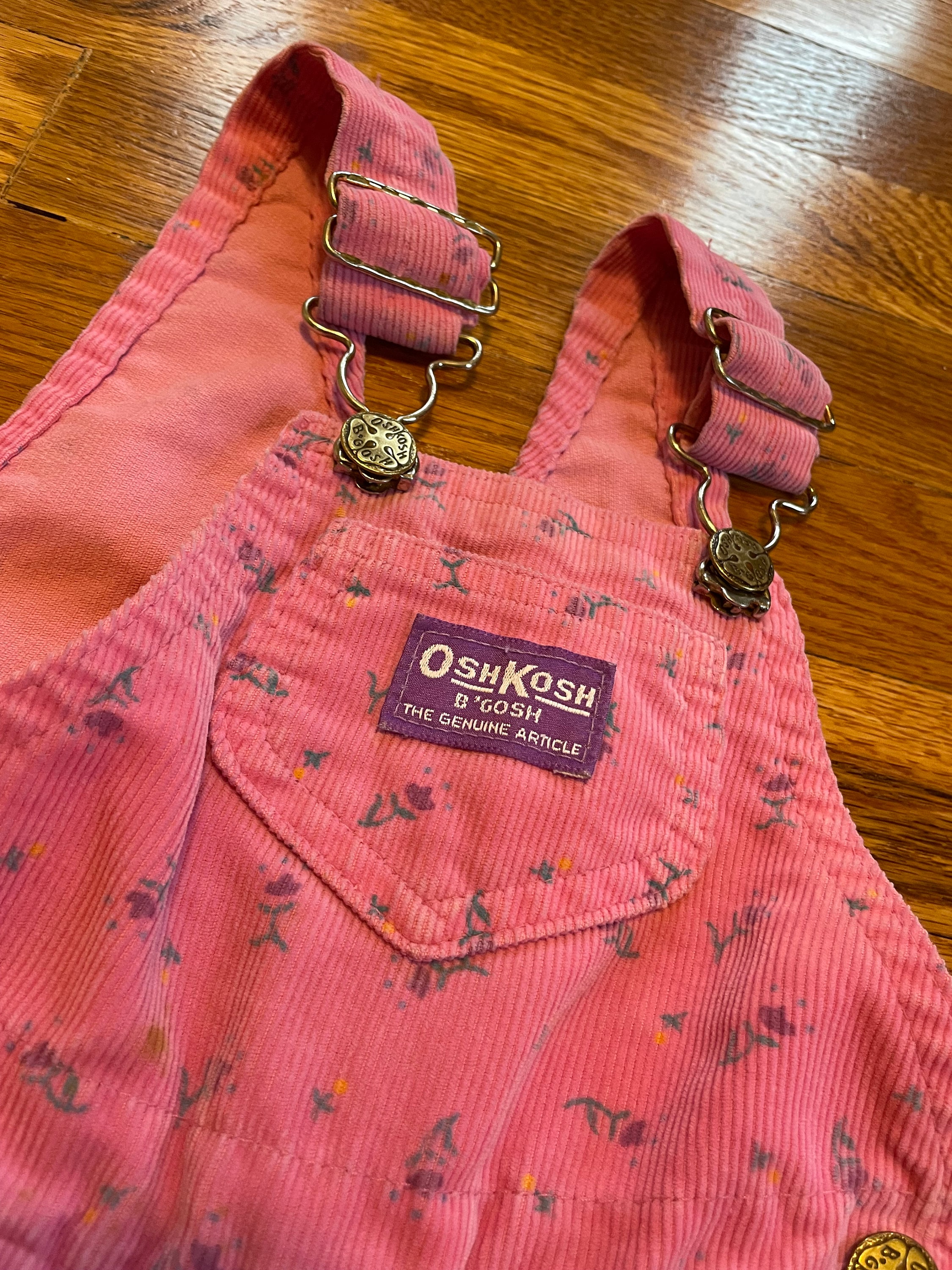 Incredible 90s Oshkosh B'gosh Pink Floral Overalls Romper