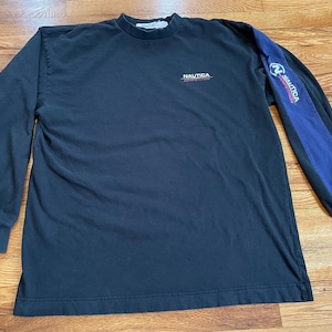 90s Nautica Competition Long Sleeve T-Shirt, Vintage Designer (Size Large)