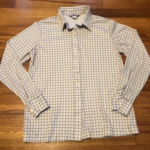 70s Sears Perma Prest vintage button up striped collar shirt original antique vtg rare fashion handsome suave checkered mall designer tee