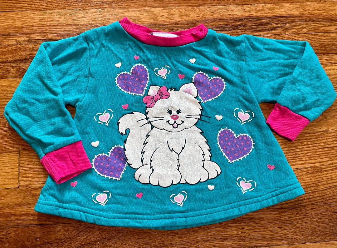 Super Cute 80s/90s Neon Kitty Cat With Bow Vintage