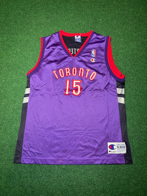 Vintage 90s Vince Carter Toronto Raptors Jersey, Champion Basketball, Small