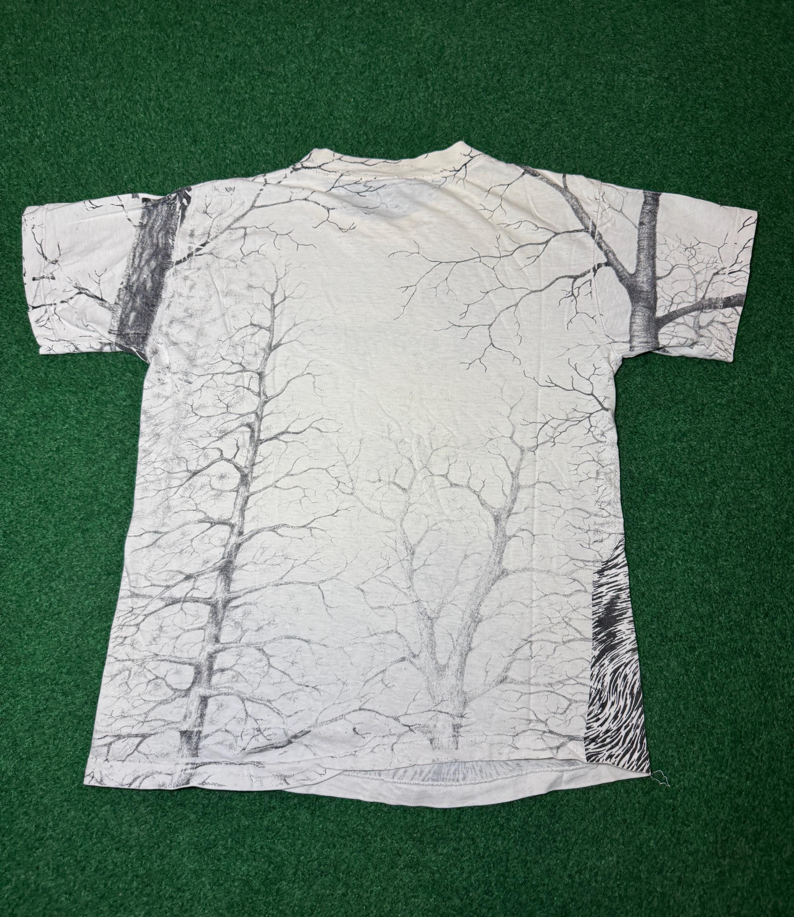 Vintage 90s Wolf All Over Print T-shirt, Wilderness Wolves, Medium