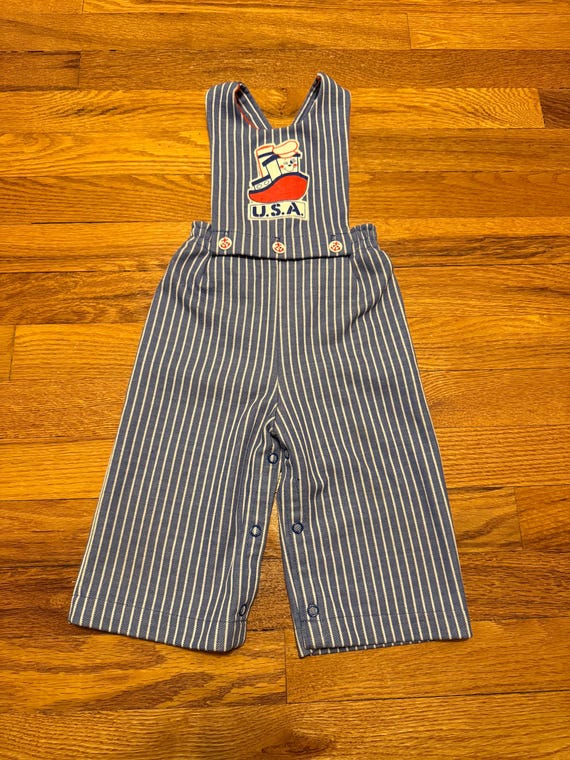 Vintage 70s Tugboat USA Overalls, Kids Baby 18 Months, Kmart Togs Cute