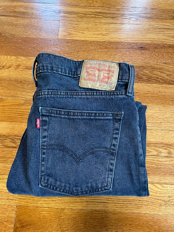 90s Faded black Levi’s jeans pants 510 skinny str… - image 4
