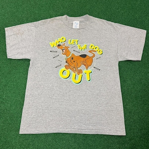 90s Scooby Doo Cartoon Network T-shirt grey Who Let the Dogs Out Baha Men vtg