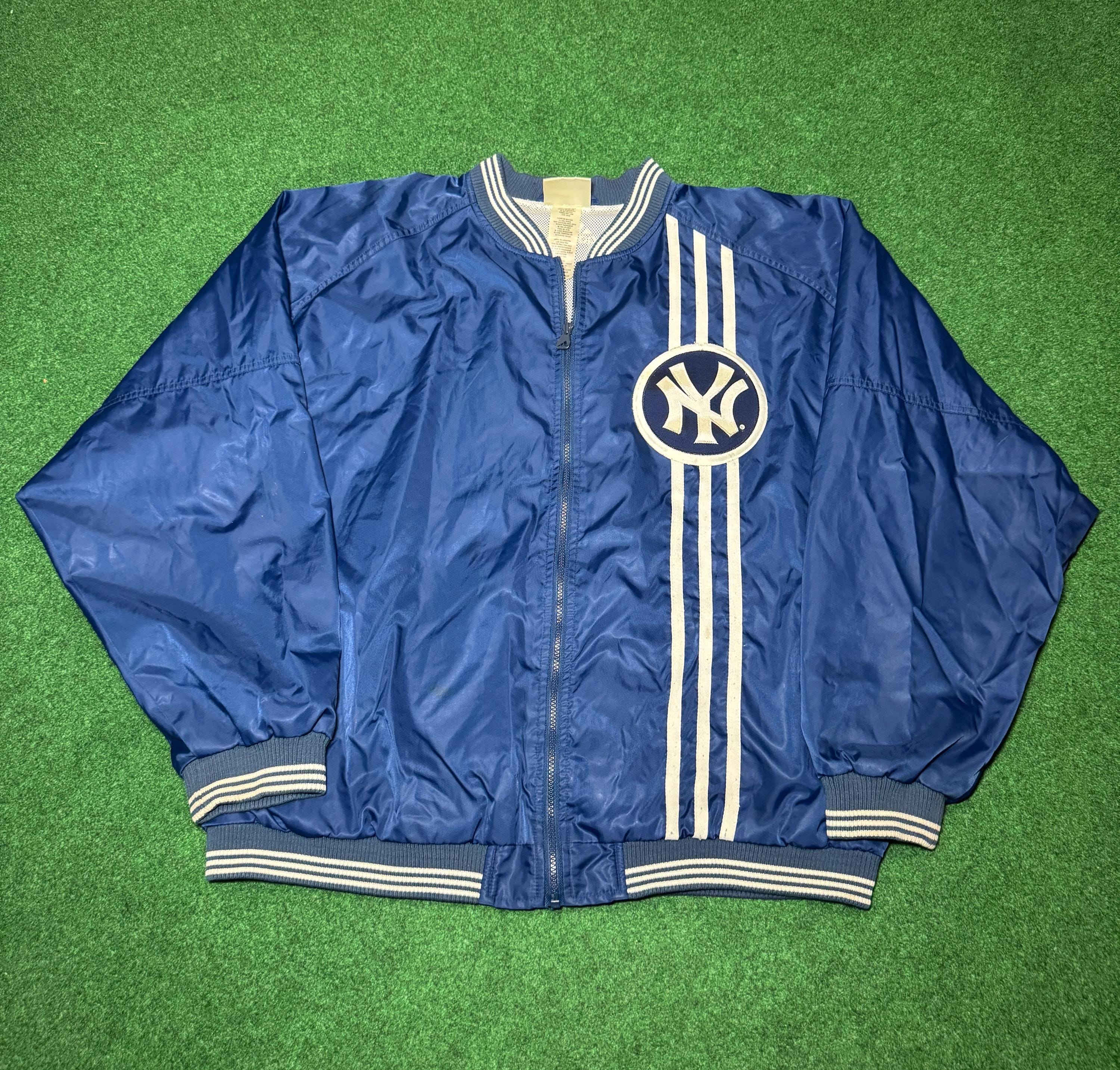 90s Y2K New York Yankees Track Jacket Windbreaker Adidas Striped 