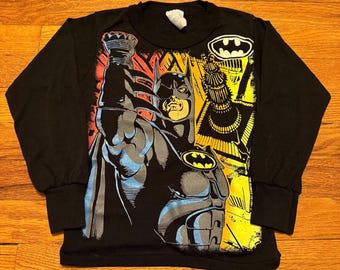 Vintage 90s Batman Returns T-shirt, Long Sleeve, Youth 8 Kids, Cute DC Comics