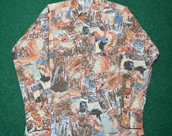 Camicia da cowboy western vintage anni '70 con bottoni a pressione in madreperla, modello Panhandle Slim (taglia M)