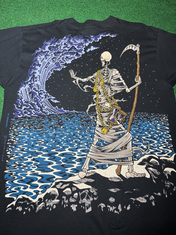 HOLY GRAIL Vintage 90s Liquid Blue Death T-shirt, Seventh Seal All Over Print XL View 6