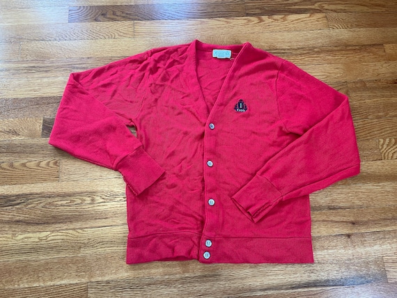 80s Izod vintage red button up cardigan sweater K… - image 1