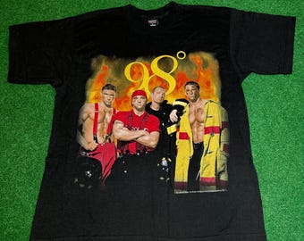 Camiseta vintage de 1998 de 98 Degrees, Boy Band Firefighters, talla grande