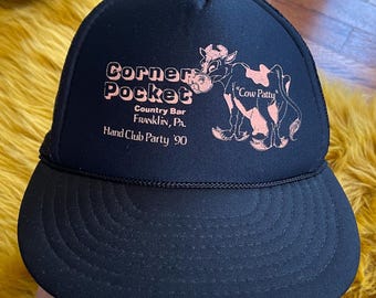 Vintage jaren 90 Cow Patty Corner Pocket Trucker Hoed